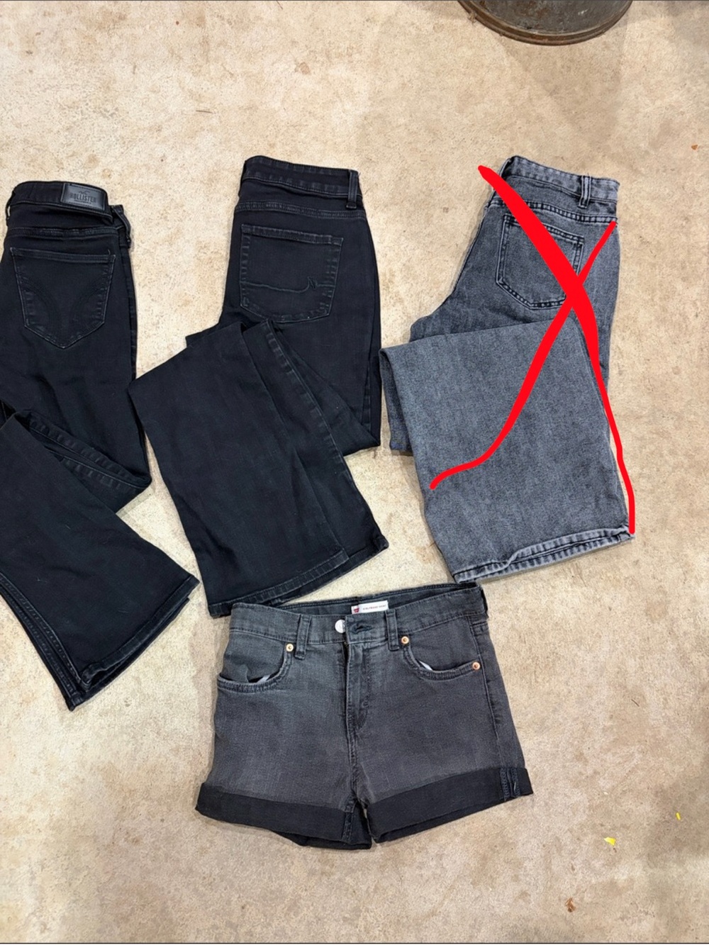 Hollister Women's Black & Charcoal Straight Leg Jeans and Shorts Set